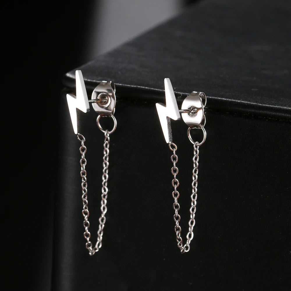 Stainless Steel Lightning Chain Earrings