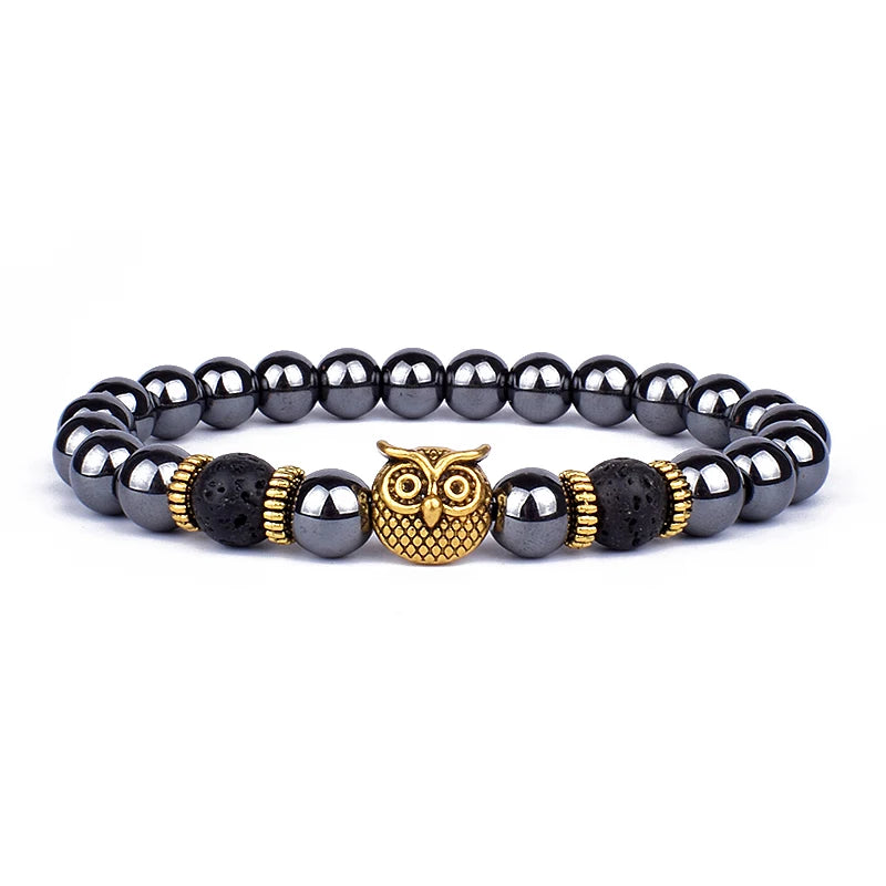 Obsidian Lava Stone Lion Head Bracelet