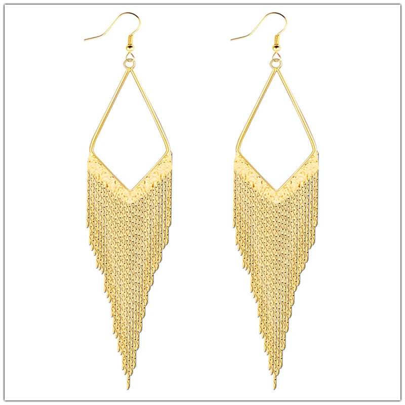 Baroque Water Drop Tassel Dangle Earrings