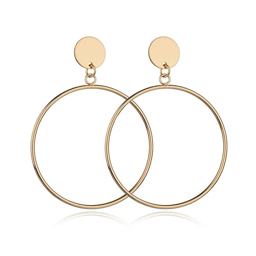 Gold-tone Star Circle Drop Earrings