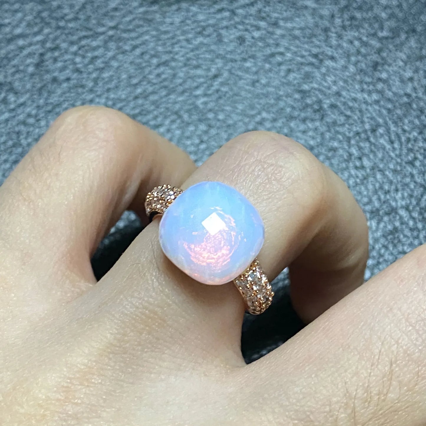12.6mm Pink Crystal Candy Ring