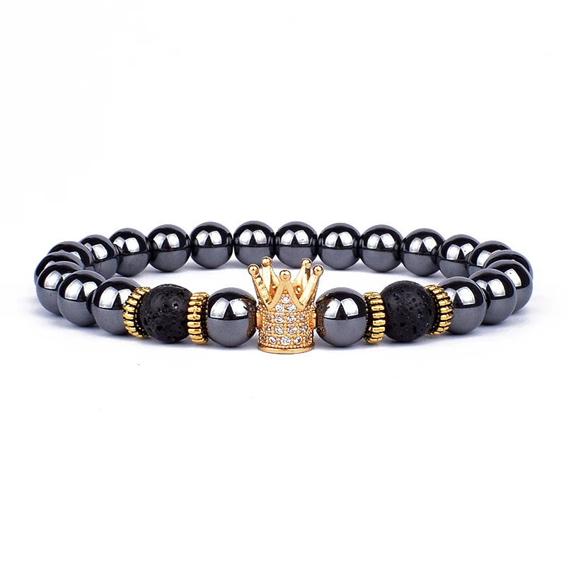 Obsidian Lava Stone Lion Head Bracelet