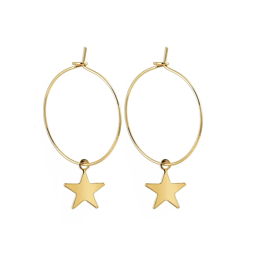 Gold-tone Star Circle Drop Earrings