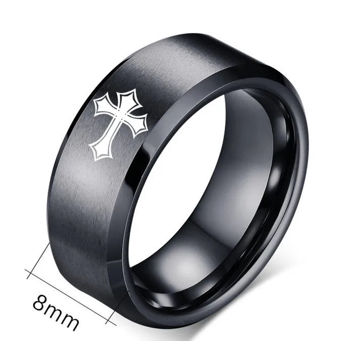 Titanium Steel Christian Cross Bible Ring