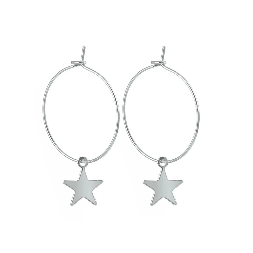 Gold-tone Star Circle Drop Earrings