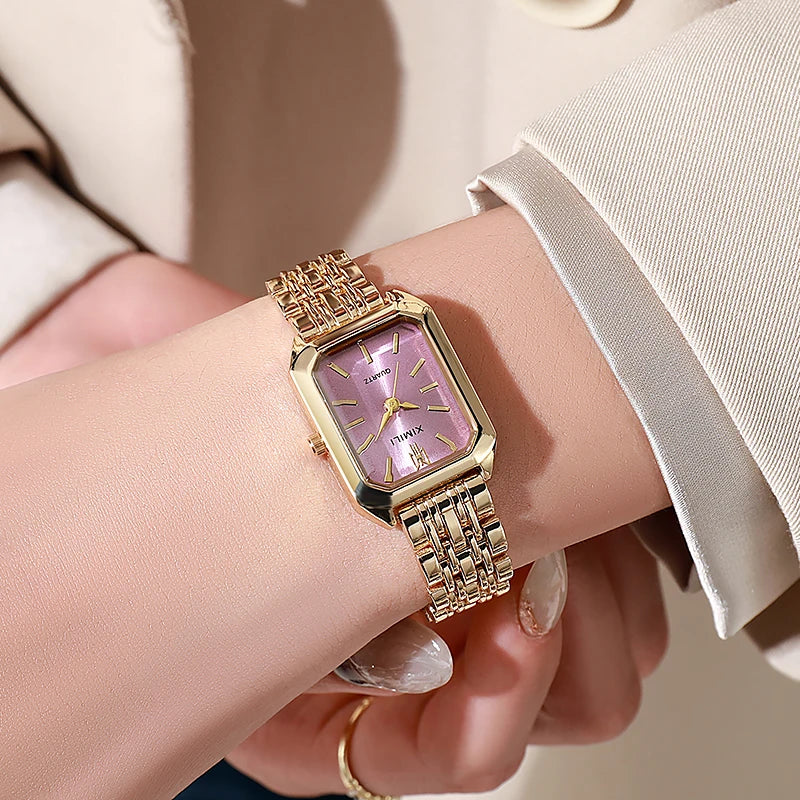 Square Quartz Women's Watch - Stainless Steel Fashion Wristwatch