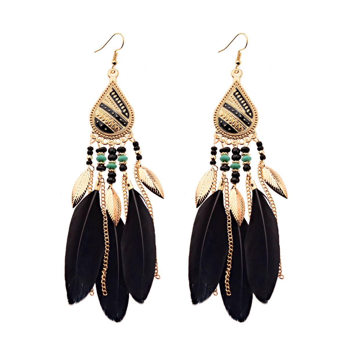 Boho Dream Catcher Feather Tassel Earrings