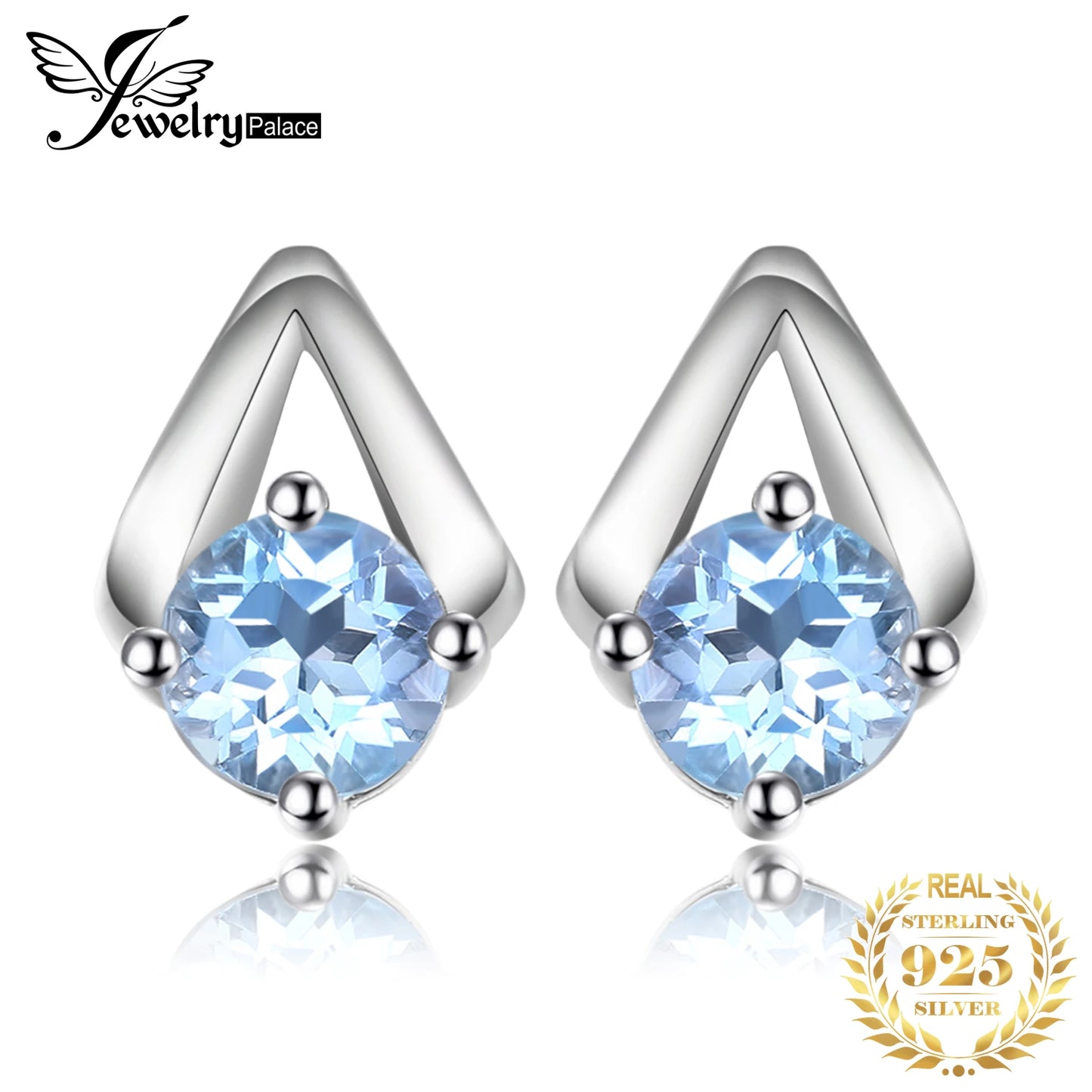 925 Sterling Silver Sky Blue Topaz Stud Earrings