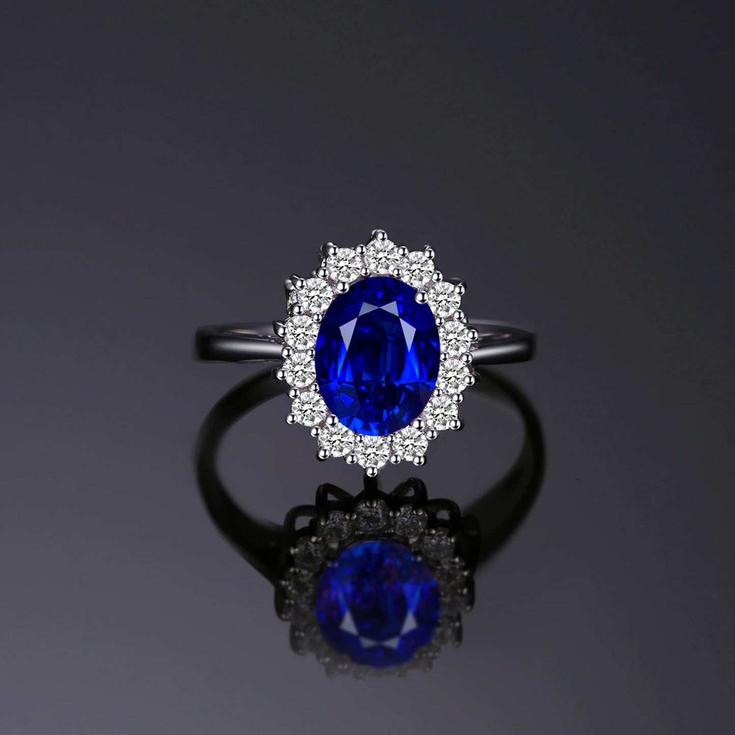 925 Sterling Silver Princess Diana Sapphire Ring