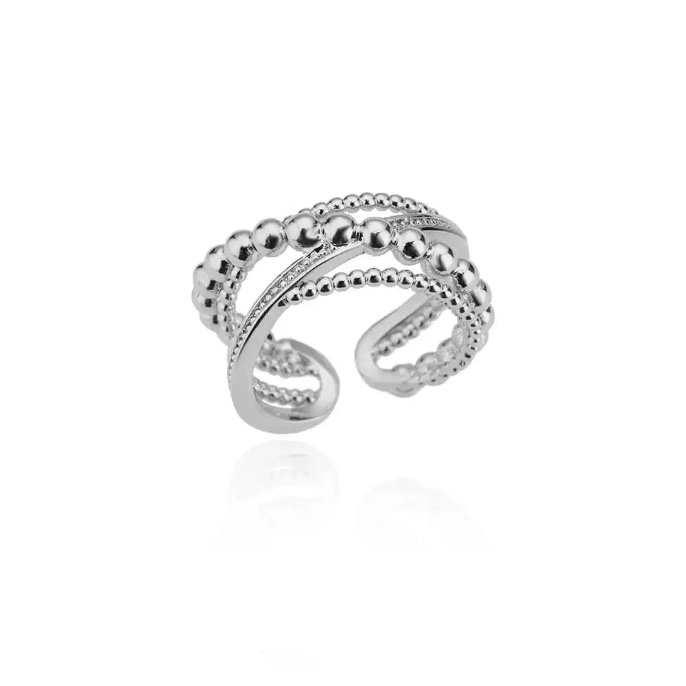 Gold Tone Zircon Geometric Open Ring