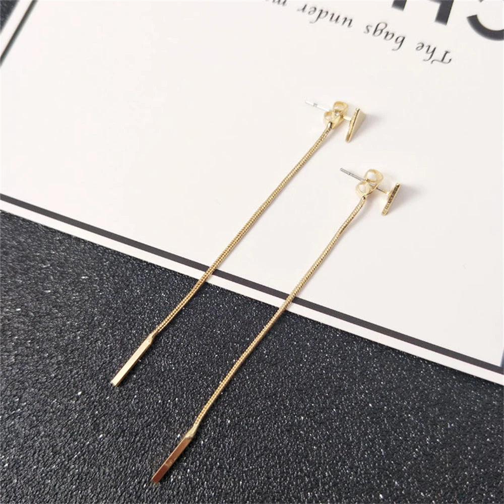 Triangle Bead Threader Tassel Earrings