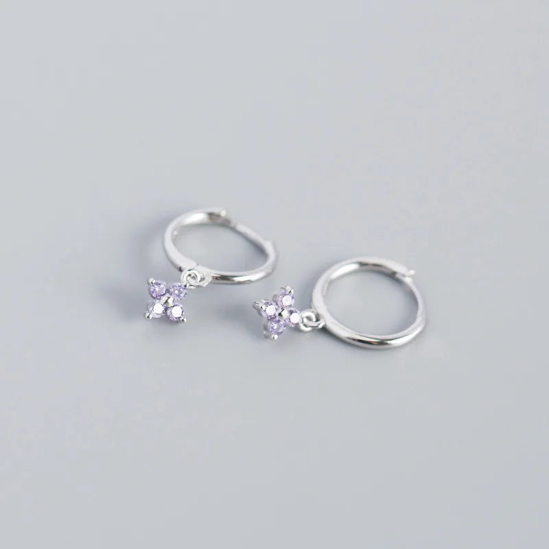 925 Sterling Silver Floral Zircon Earrings