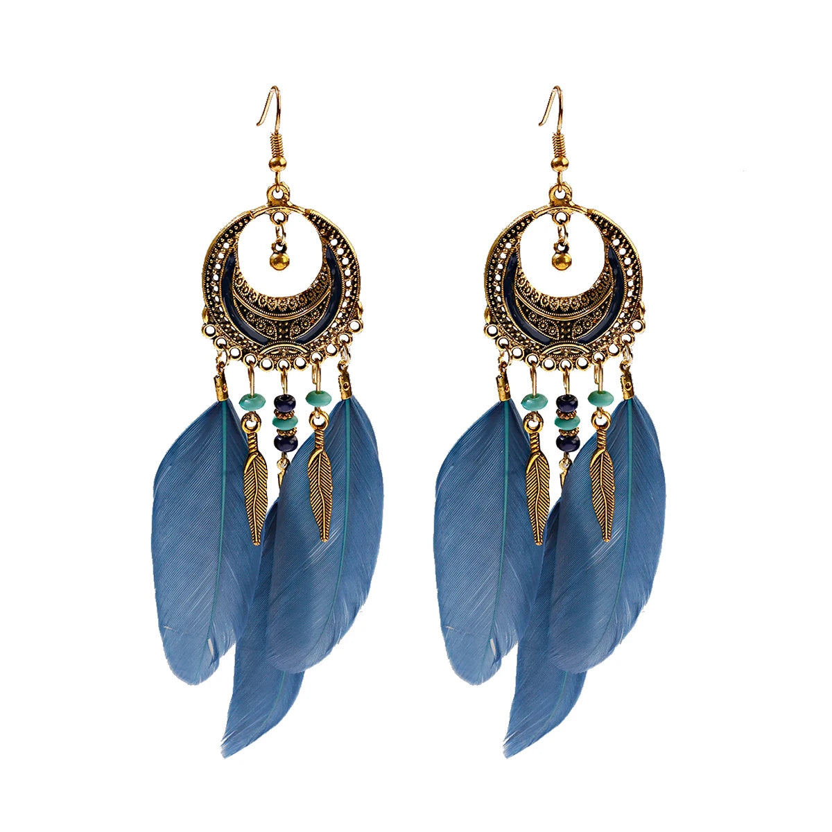 Boho Dream Catcher Feather Tassel Earrings