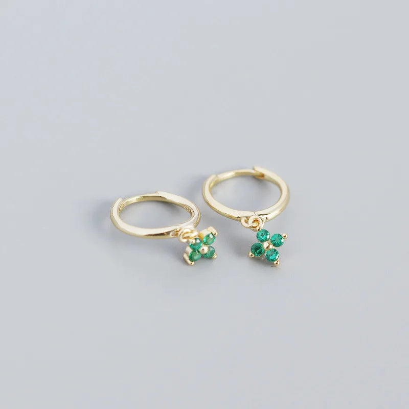 925 Sterling Silver Floral Zircon Earrings