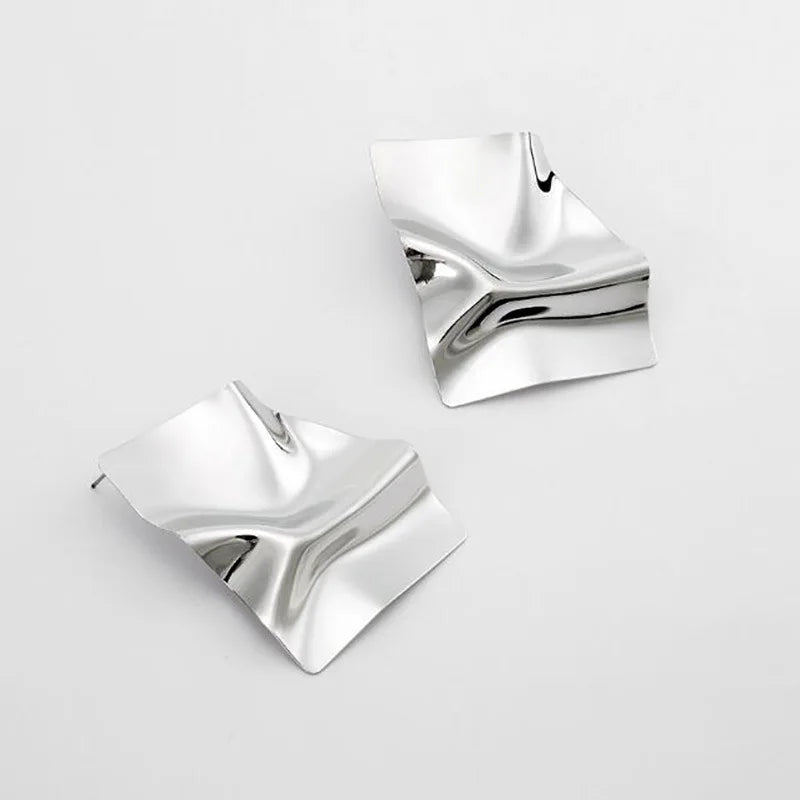 Geometric Fold Statement Stud Earrings