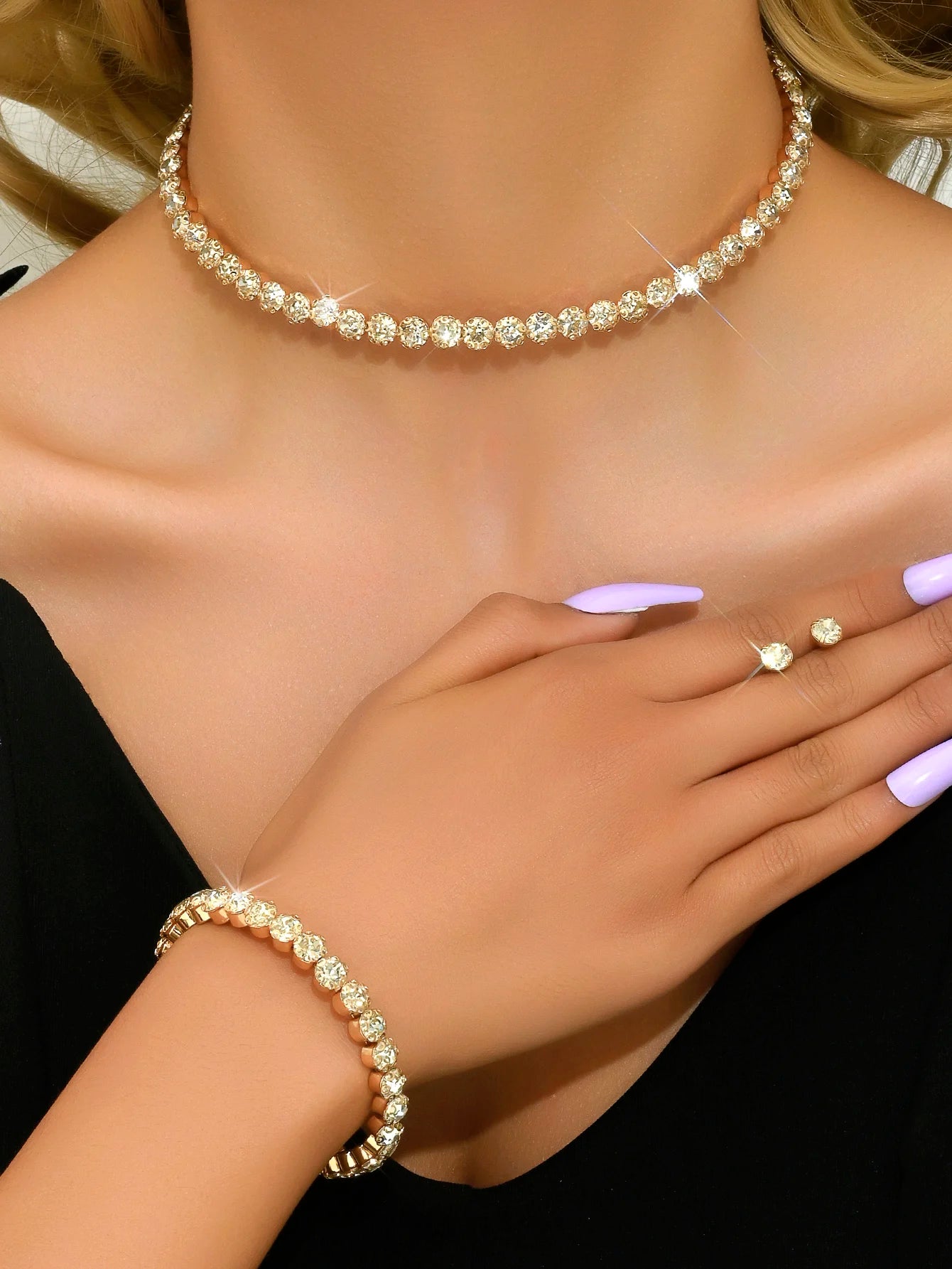 4-Piece Minimalist Jewelry Set - Necklace, Earrings & Bracelet Collection