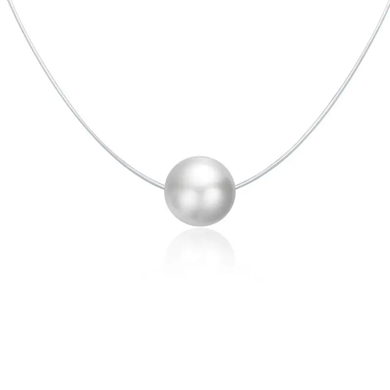 BAMOER Invisible Chain Rhinestone Choker - 925 Silver Minimalist Necklace