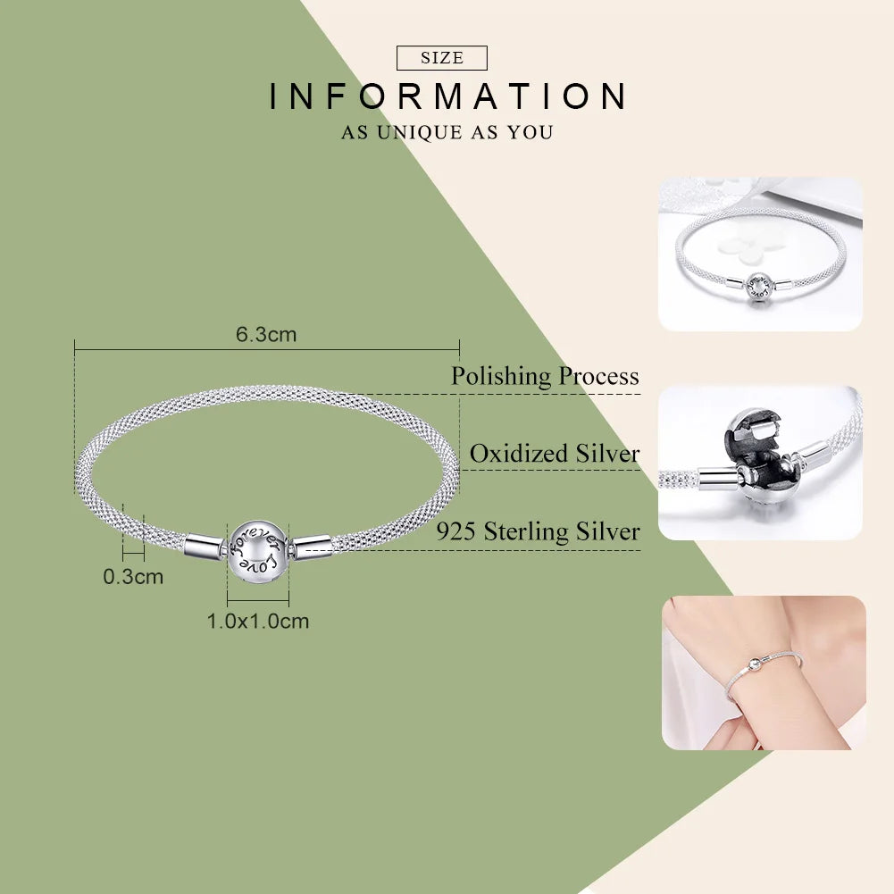925 Sterling Silver Love Forever Chain Bracelet