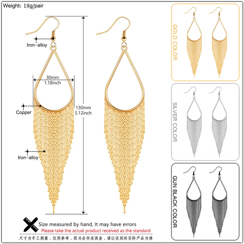 Baroque Water Drop Tassel Dangle Earrings