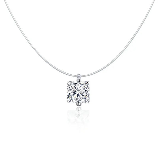 BAMOER Invisible Chain Rhinestone Choker - 925 Silver Minimalist Necklace