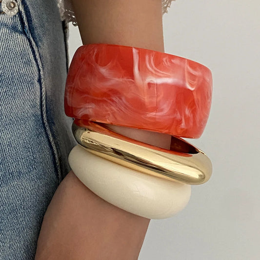 Acrylic Resin Boho Bangle Bracelet