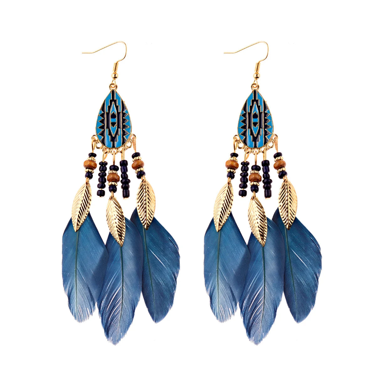 Boho Dream Catcher Feather Tassel Earrings