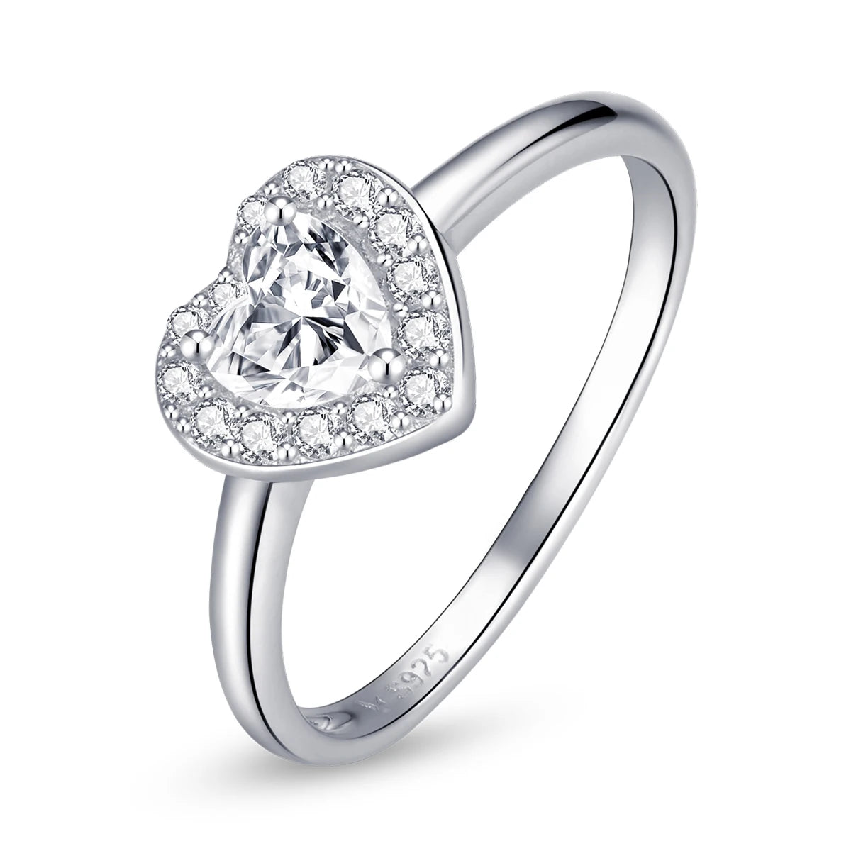 925 Sterling Silver Heart Crystal Ring