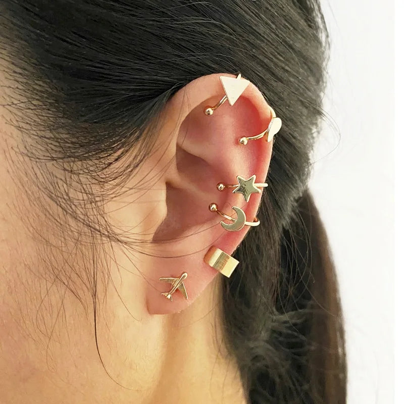 4-Piece Gold-tone Butterfly Ear Cuff Earrings Set