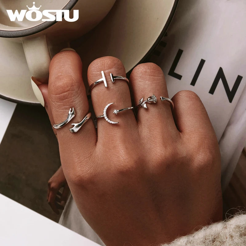 925 Sterling Silver Adjustable Open Ring