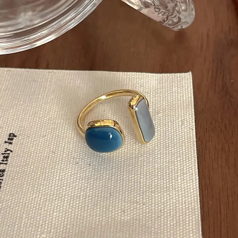 Colorful Drip Glaze Geometric Open Ring