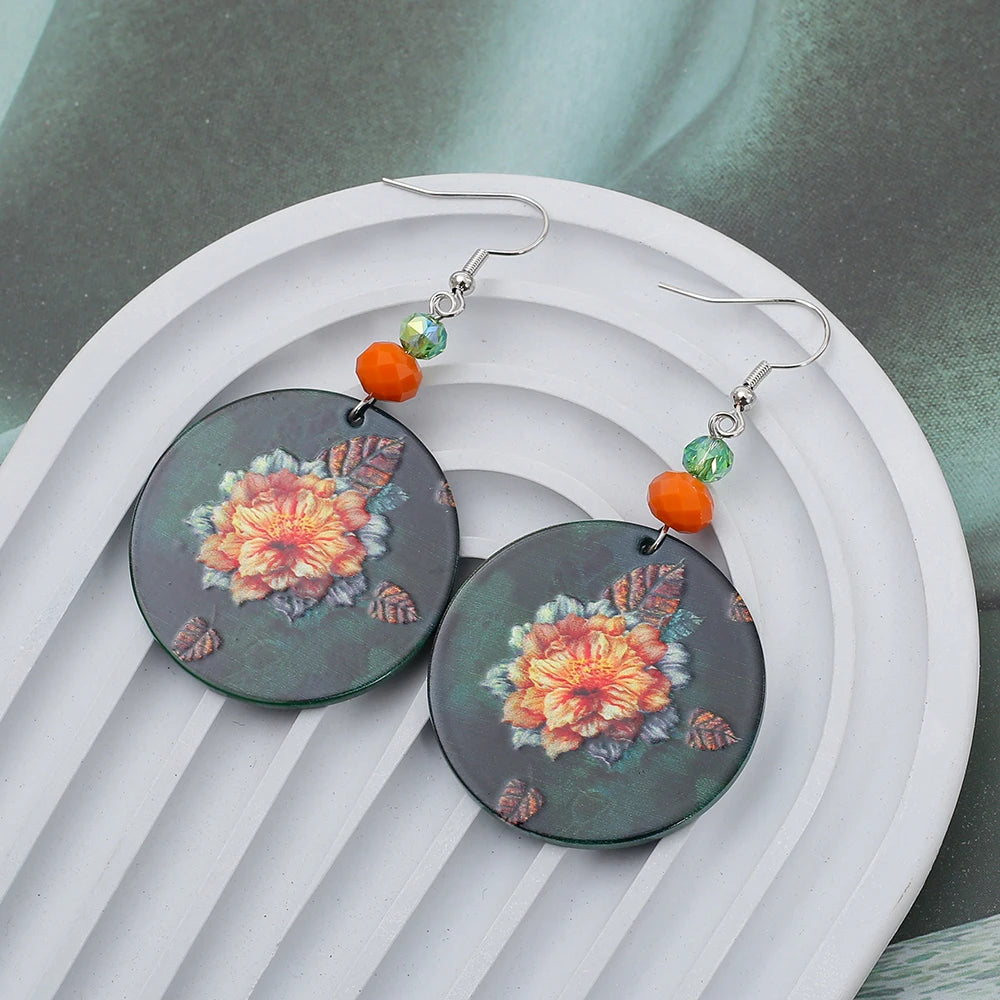 Acrylic White Flower Statement Earrings