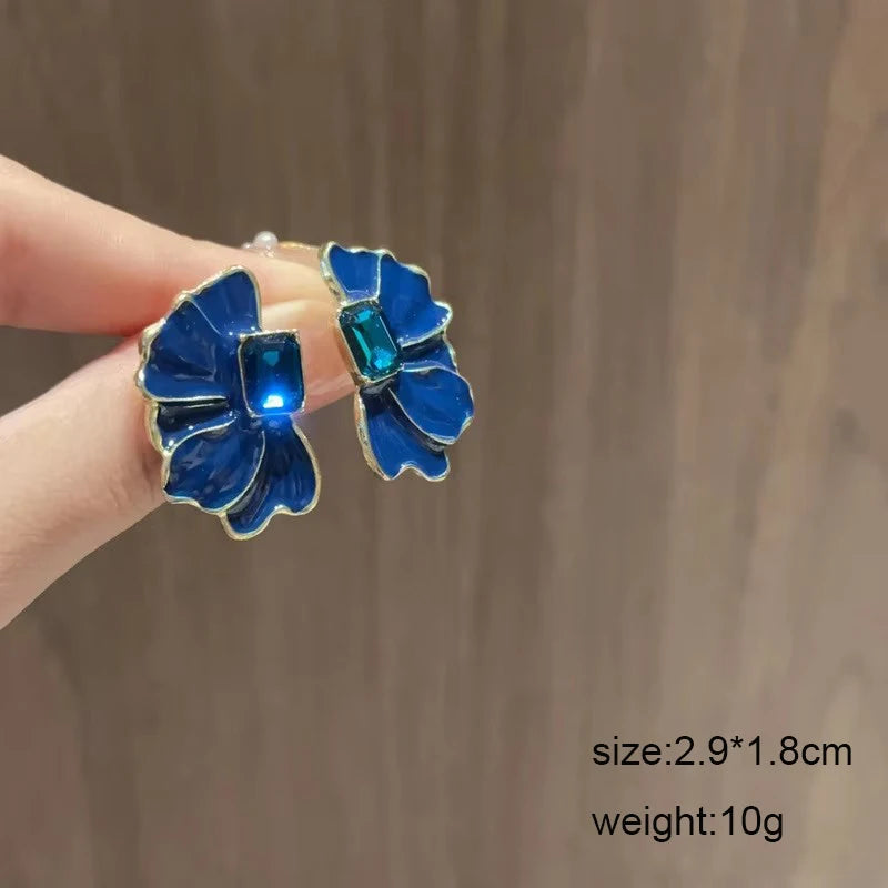 Blue Geometric Butterfly Dangle Earrings