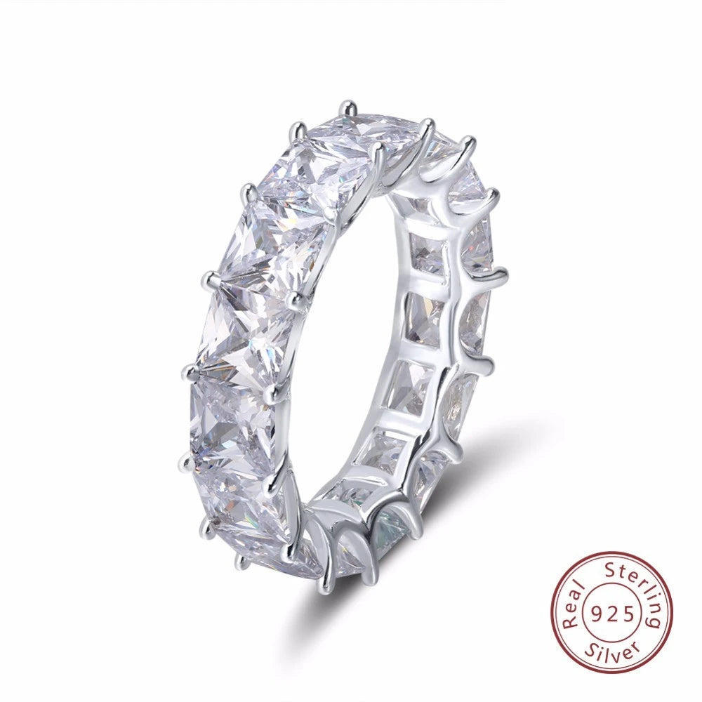 925 Sterling Silver Emerald Cut Eternity Ring