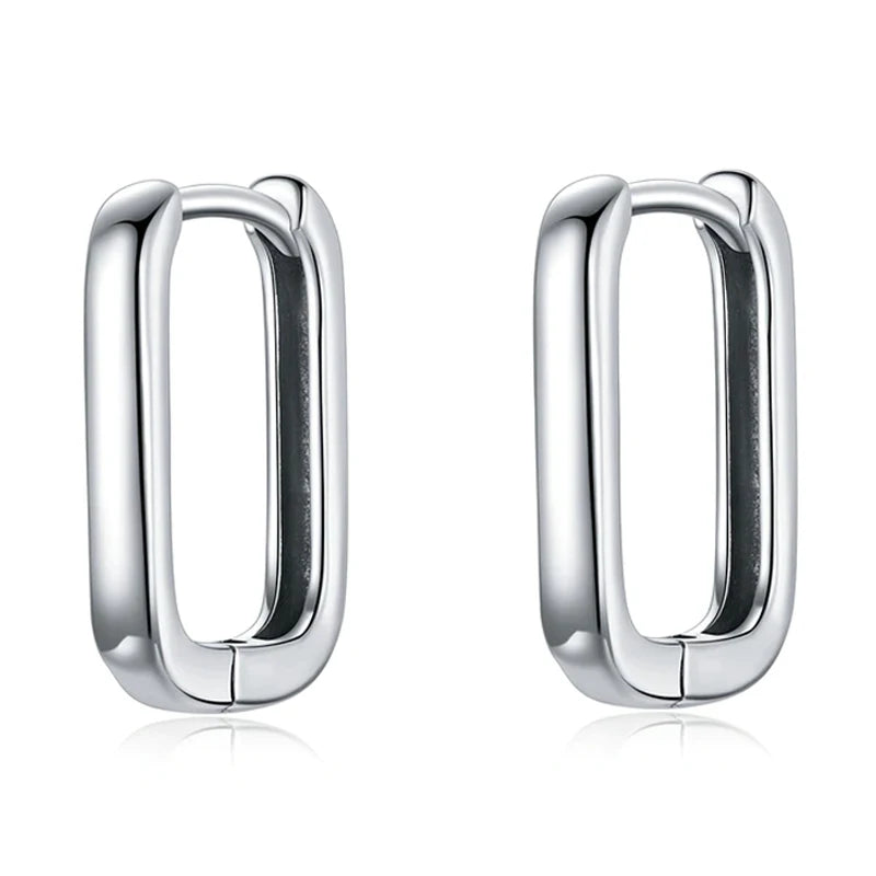 925 Sterling Silver Square Buckle Earrings