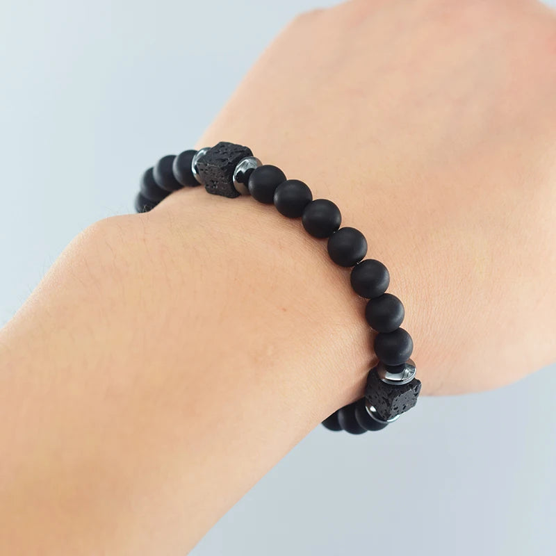 Volcanic Lava Stone Chain Bracelet