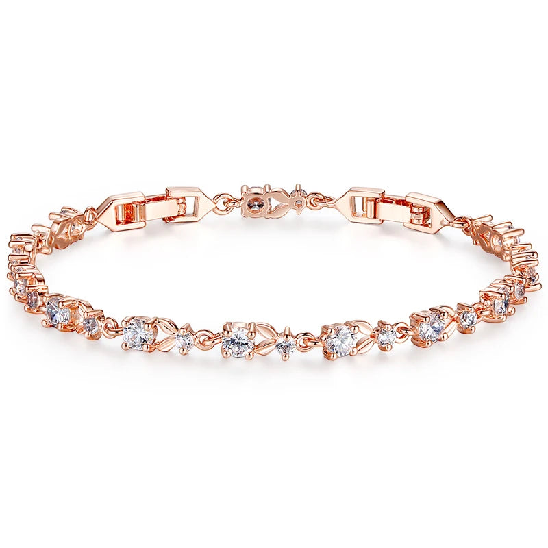 Rose Gold Crystal Chain Link Chain Bracelet