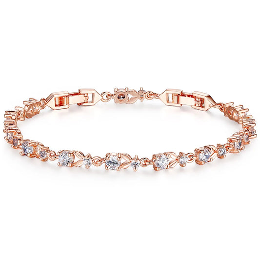 Rose Gold Crystal Chain Link Chain Bracelet