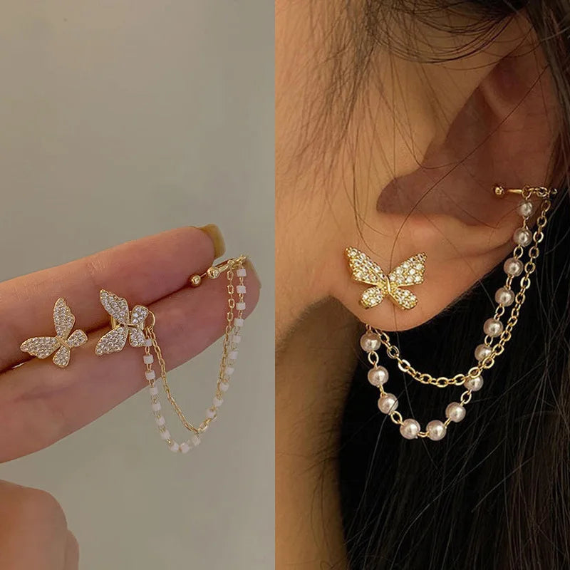 4-Piece Gold-tone Butterfly Ear Cuff Earrings Set