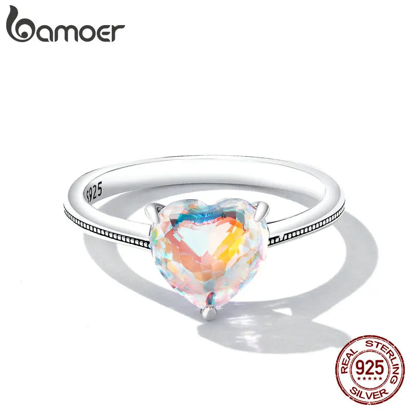 BAMOER Sparkling Heart Eternity Ring - 925 Sterling Silver
