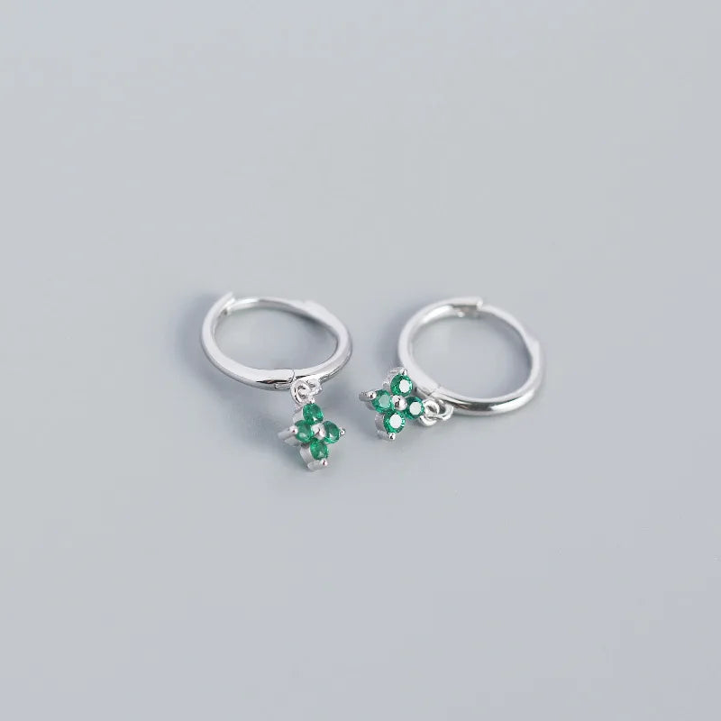 925 Sterling Silver Floral Zircon Earrings