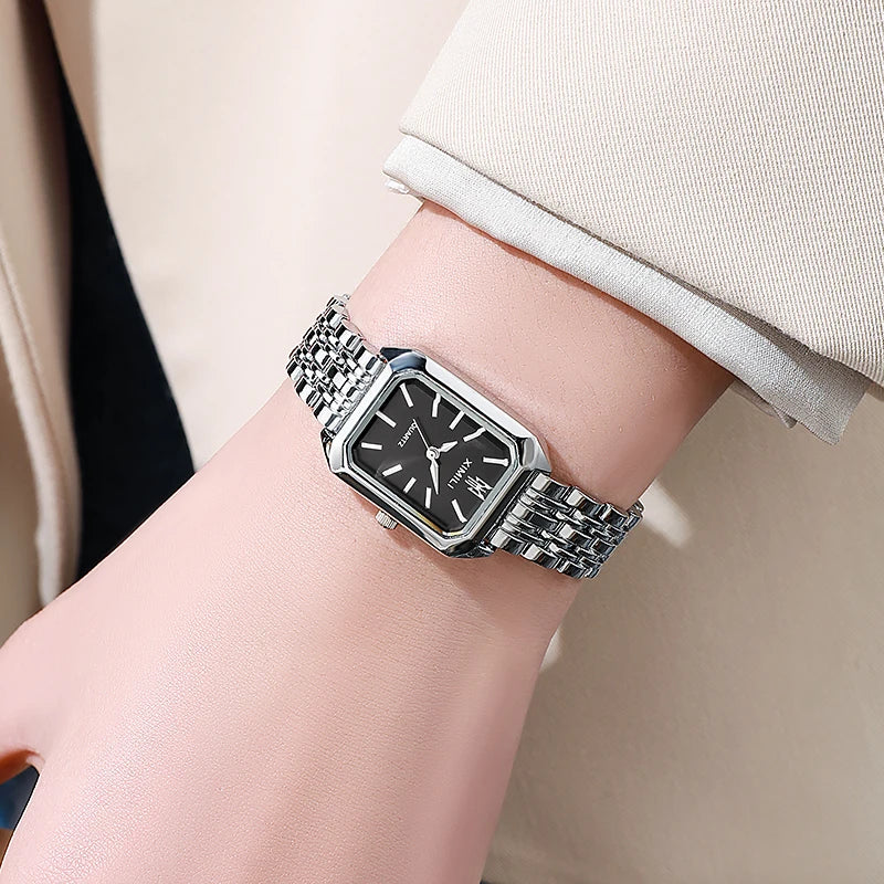 Square Quartz Women's Watch - Stainless Steel Fashion Wristwatch