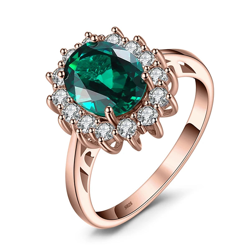 925 Sterling Silver Princess Diana Sapphire Ring