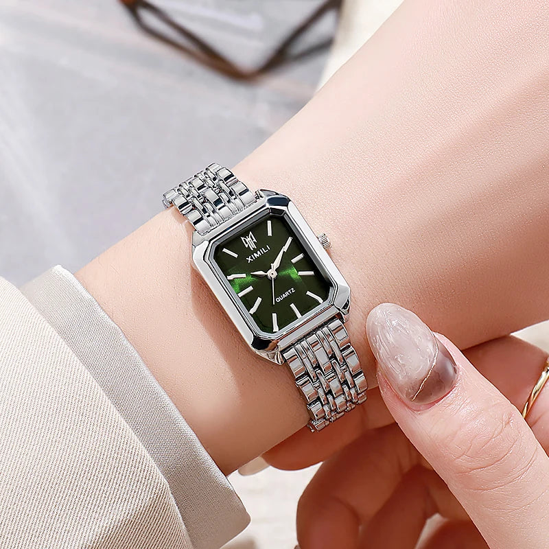 Square Quartz Women's Watch - Stainless Steel Fashion Wristwatch
