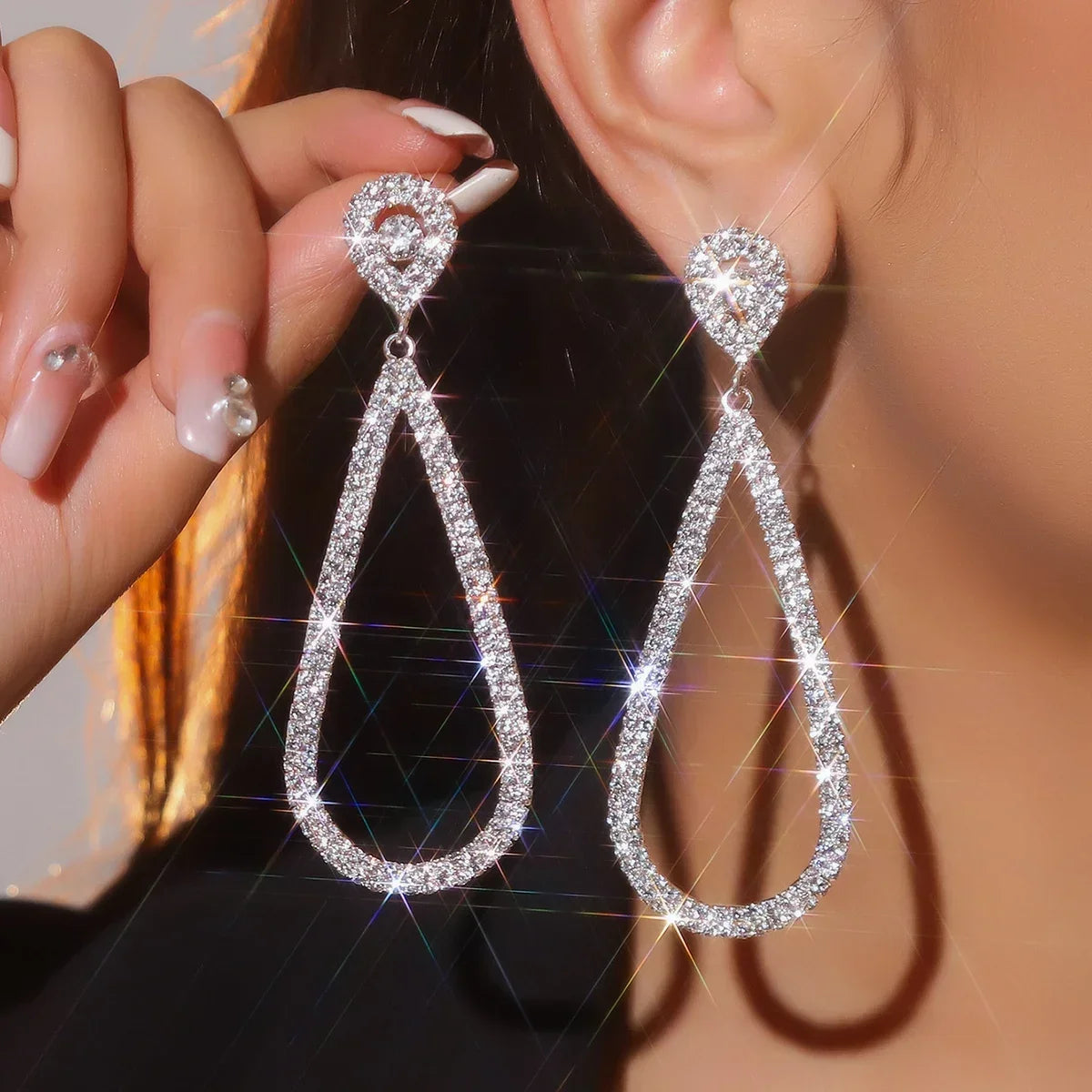 Luxury Custom Color Rhinestone Crystal Long Tassel Earrings for Women Bridal Drop Dangling Earrings Party Wedding Jewelry Gifts