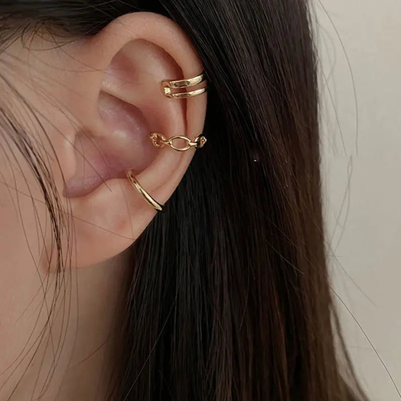 4-Piece Gold-tone Butterfly Ear Cuff Earrings Set