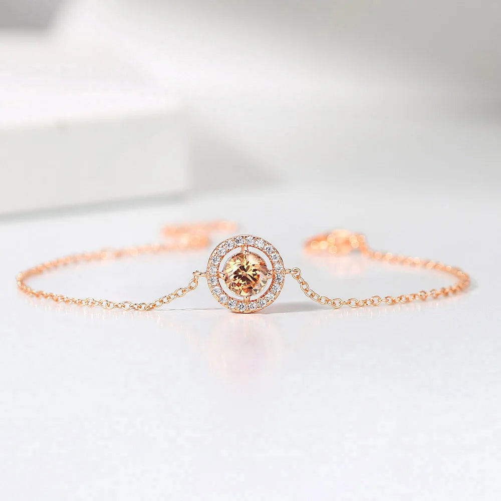 Rose Gold Cubic Zirconia Charm Bracelet