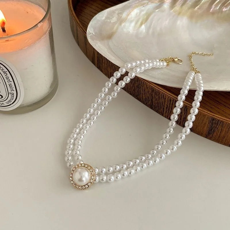 Elegant Pearl Necklace, Earrings & Ring Set - Bridal Crystal Jewelry