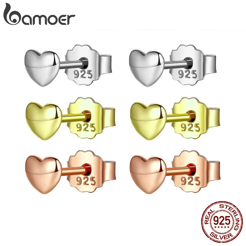 925 Sterling Silver Petite Heart Stud Earrings