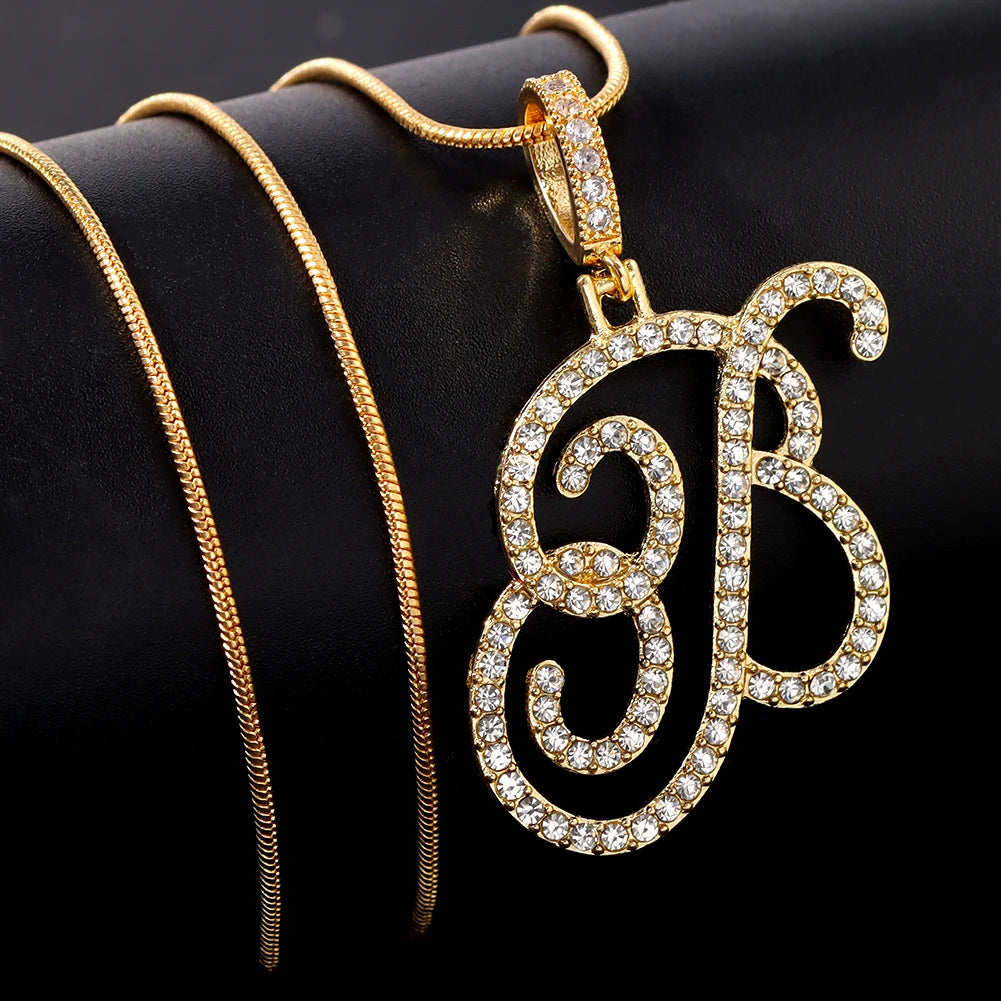 A-Z Cursive Initial Letter Necklace - Minimalist Rope Chain Pendant