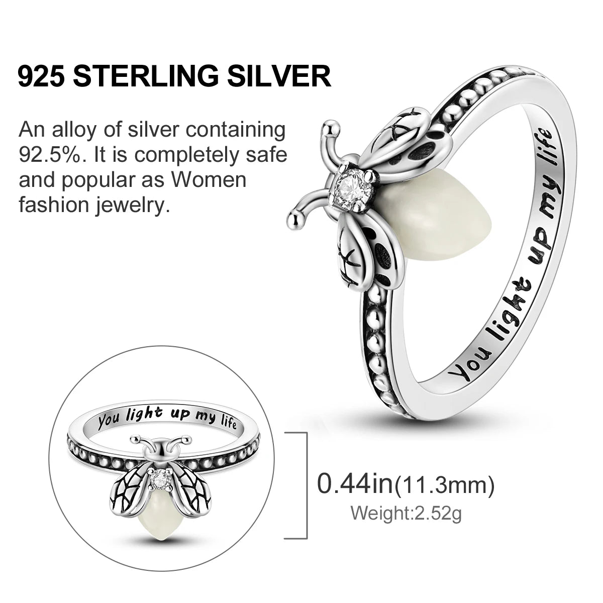 Blue Zircon Star & Moon Ring - 925 Sterling Silver Design